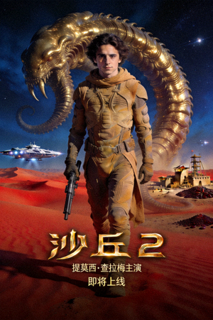 《沙丘2》电影预告海报 - 科幻史诗电影续集，提莫西·查拉梅主演，即将上线